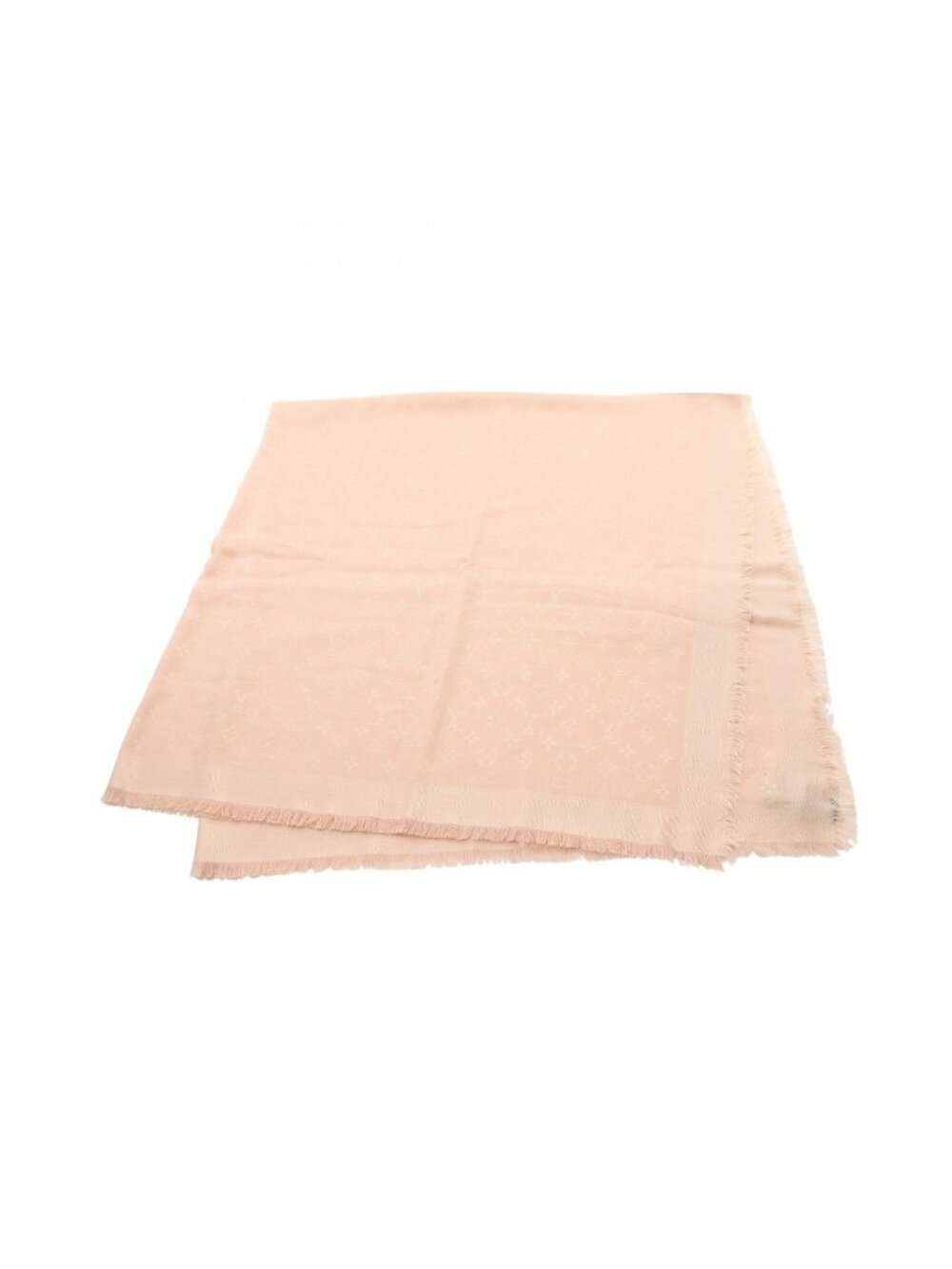 Louis Vuitton Shawl Monogram Ecru Pink Silk Wool Scarf